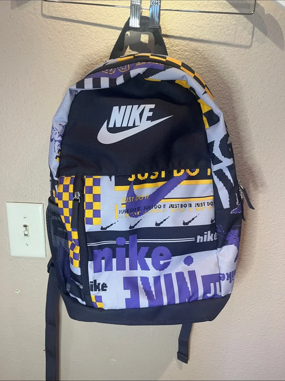 Nike Kid’s Backpack Purple Yellow Colorways Graphic Print - Picture 2 of 12